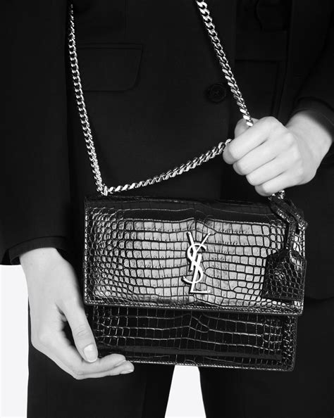 ysl crocodile shoulder bag|SAINT LAURENT Sunset crocodile.